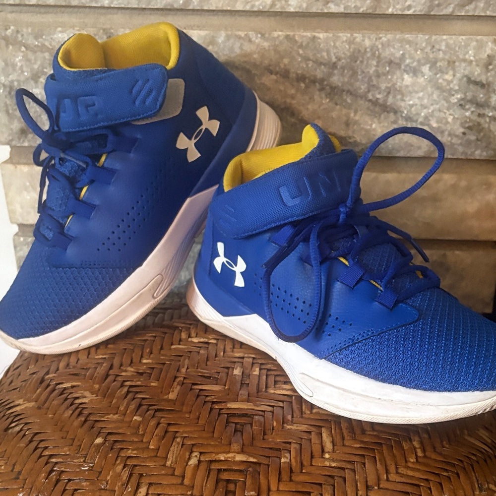 Under Armour Blue and Yellow Kids' High-Top Sneakers